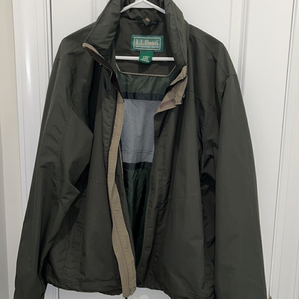 Men’s travel hiking trail Green L L Bean Nylon mesh lined hooded jacket L retro